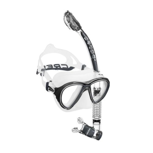 Cressi Quantum + fajka Itaca – profesjonalny zestaw maska i fajka do snorkelingu i nurkowania ()