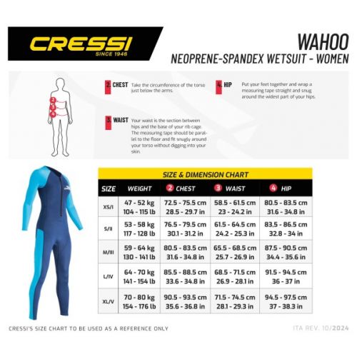 Cressi Wahoo Damski – Jednoczęściowy skafander neoprenowy 1.5/2 mm z filtrem UV UPF 50+ ()